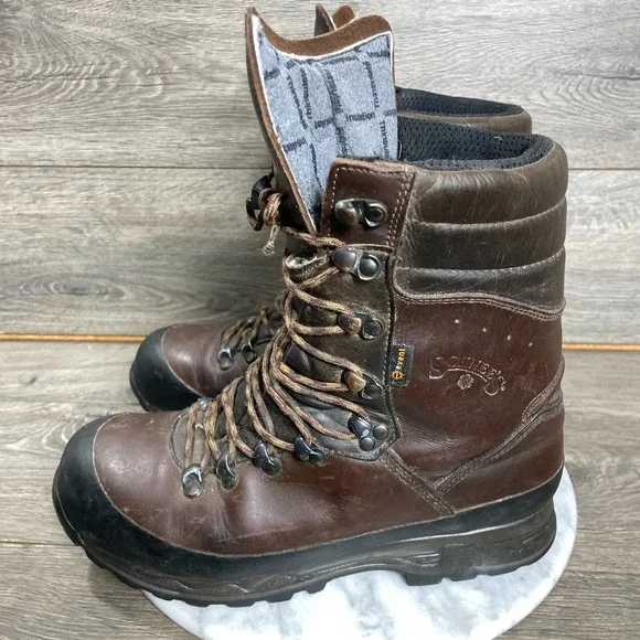 Schnees Boots Mens 8.5 Brown Leather Event Lace Up Heavy Steel Toe Hunting Tough